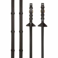 LeMieux - Rênes en caoutchouc avec arrêtoirs marron/ laiton