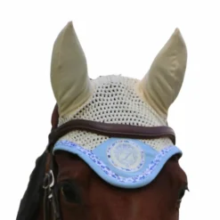 Les poneys de Zoé - Bonnet pour chevaux Ponylove bleu ciel et beige