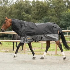Loveson - Couverture d'extérieur Turnout Plus noir/ gris 200g