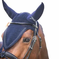 Pénélope - Bonnet pour chevaux long Strass marine