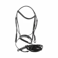 Riding World - Bridon Muserolle Combinée noir avec rênes