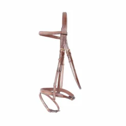 TdeT - Bridon et rênes Kessel têtière triple muserolle combinée tabac