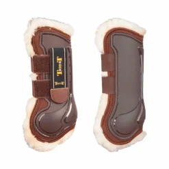 TdeT - Guêtres ouvertes Design avec doublure mouton marron x2