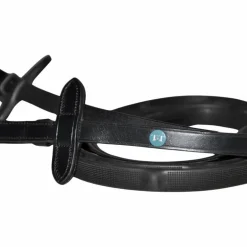 TdeT - Rênes en caoutchouc micro-picots avec arrêtoirs intégrés noir