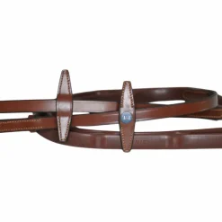 TdeT - Rênes en caoutchouc micro-picots avec arrêtoirs intégrés tabac