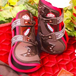 Veredus - Guêtres ouvertes Carbon Gel Vento Color Edition Noir/ Bordeaux x2